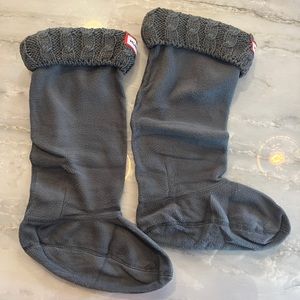 Hunter Boots Dark Grey Cable Knit Tall Boot Liners Large NBW